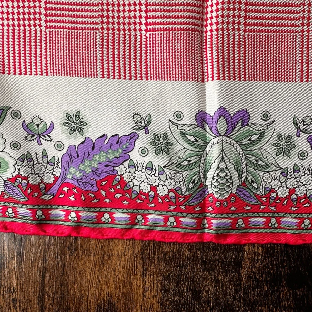 SAKS Fifth Avenue Paisley Checkered Floral Scarf